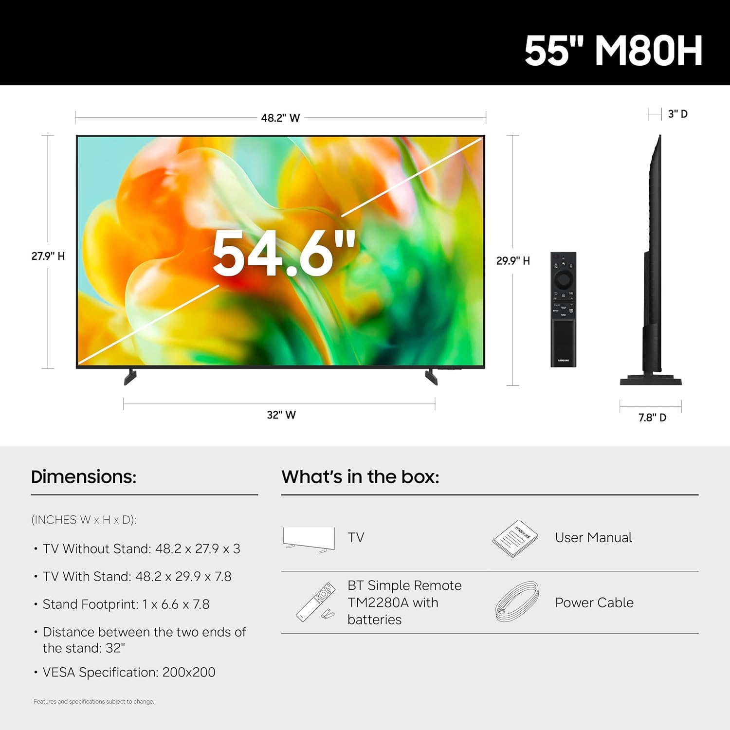 Samsung 55-Inch Class Mini LED M80H Series Samsung Vision AI Smart TV (2026 Model, 55M80H) Mini LED with AI Mode, Motion Xcelerator 144Hz, Pure Spectrum Color, Auto HDR Remastering, Alexa Built-in
