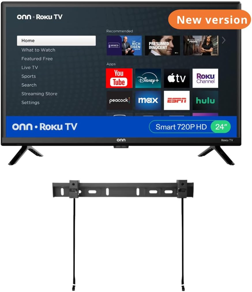 ONN 32-inch Roku Smart TV LED + Free Wall Mount with Wi-Fi Connectivity and Mobile App| Flat Screen TV Compatible with Apple Home Kit| Alexa and Google Assistant (Renewed)