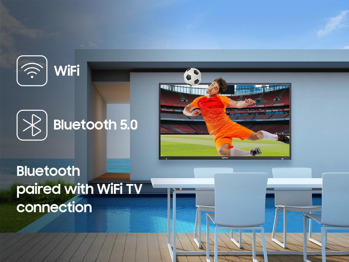 SYLVOX Outdoor TV, 55 inch Waterproof Smart Outdoor TVs, 4K, HDR 10, Weatherproof, 1000nits, Voice Assistant Remote, for Partial Sun Area (Deck Pro 3.0, Latest Model)