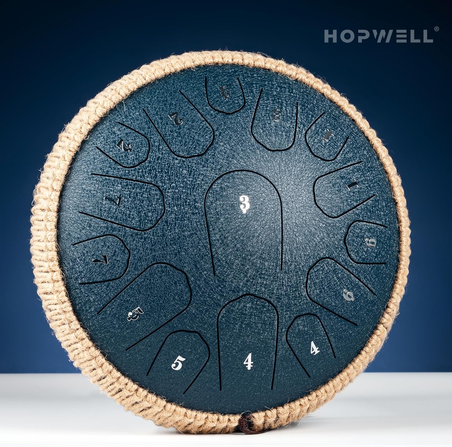 HOPWELL Steel Tongue Drum - 13 Inches 15 Notes Tongue Drum - Hand Pan Drum with Music Book, Handpan Drum Mallets and Carry Bag, D Major (Navy Blue)