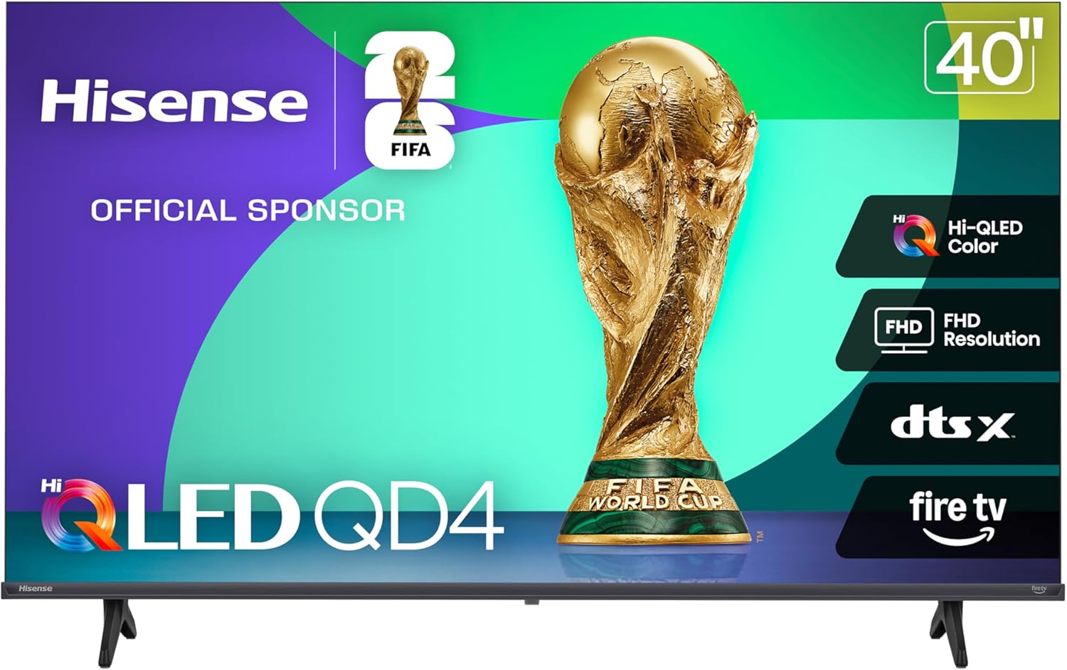 Hisense 40-Inch Class QD4 Series Hi-QLED FHD Smart Fire TV (40QD4QF, 2025 Model) - Quantum Dot Color, DTS Virtual:X, Alexa Built in, Slim Bezel Design