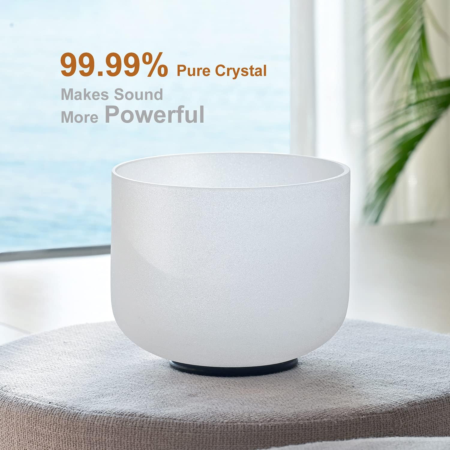 CVNC 440HZ 8 Inch F Note Heart Chakra Frosted Quartz Crystal Singing Bowl with Mallet and O-ring for Sound Healing Meditation