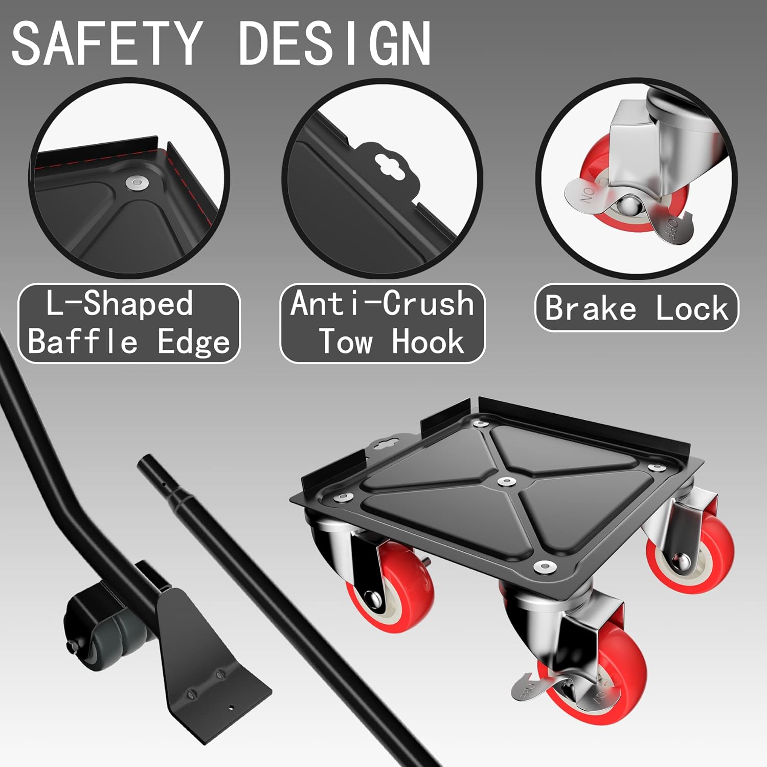 MYUEA Furniture Dolly, Furniture Movers with 5 Wheels, Carbon Steel Panel Heavy Duty Dolly, Maximum Load 3474LBS, Furniture Lifter with 5 360° Wheels° Rotatable Rubber Universal Wheels(Black,6.89x6.9 in)