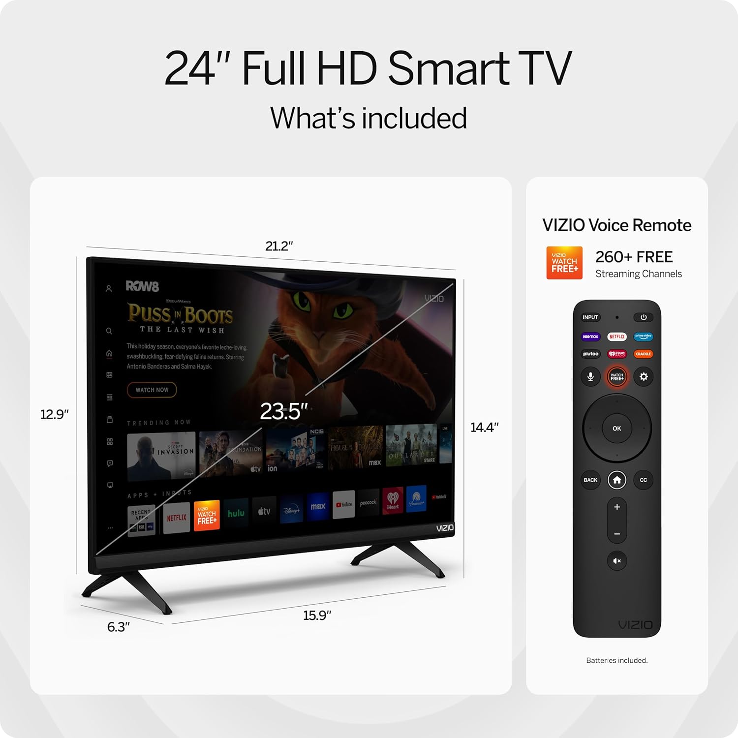 VIZIO 24-inch D-Series FHD LED Smart TV w/Bluetooth Headphone Capable, AMD FreeSync & Alexa Compatibility, D24fM-K01, 2023 Model