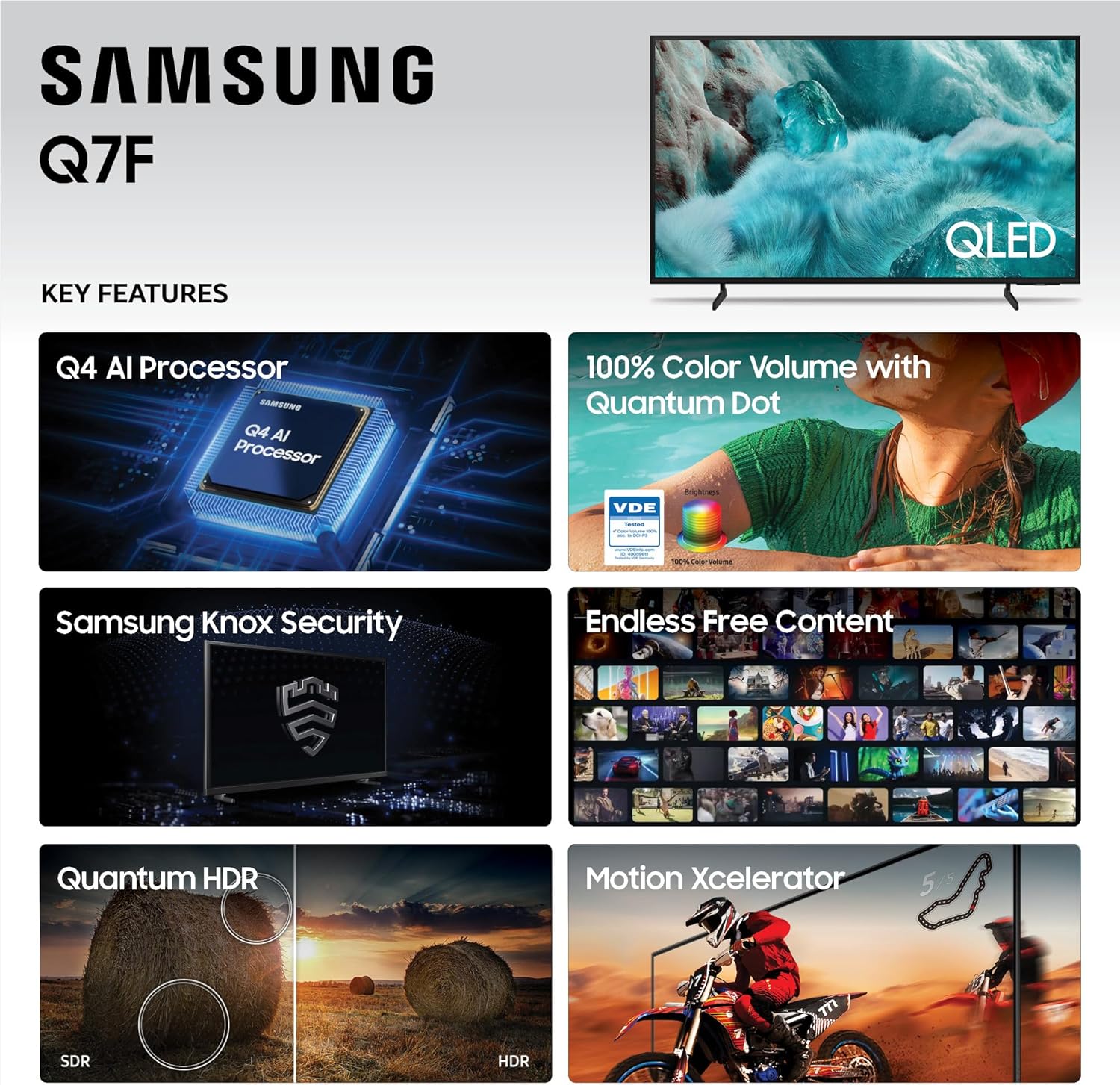 Samsung QN50Q7FAAFXZA 50 Inch QLED Q7F 4K Vision AI Smart TV with a 2 Year Amber Protection Plan (2025)