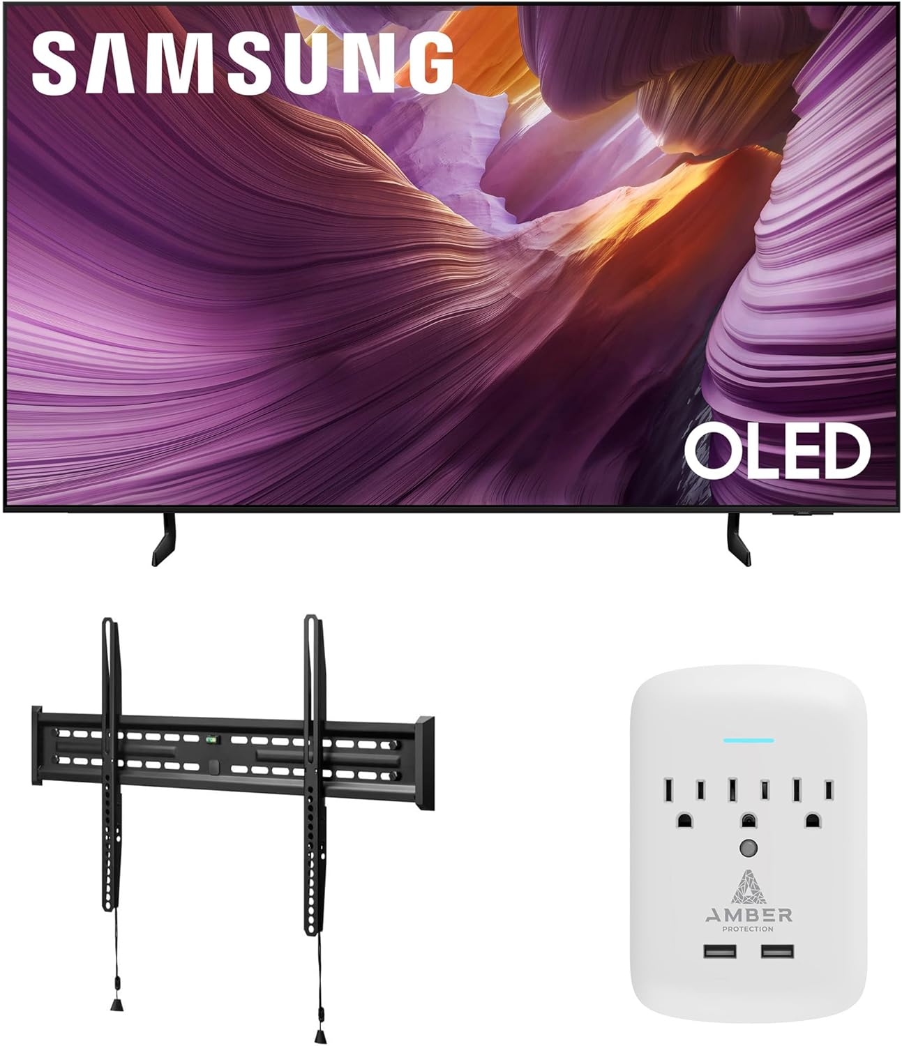 Samsung QN55S85FAFXZA 55 Inch OLED HDR 4K Smart TV with a Walts TV FIXED-MOUNT-43-90 TV Mount for 43