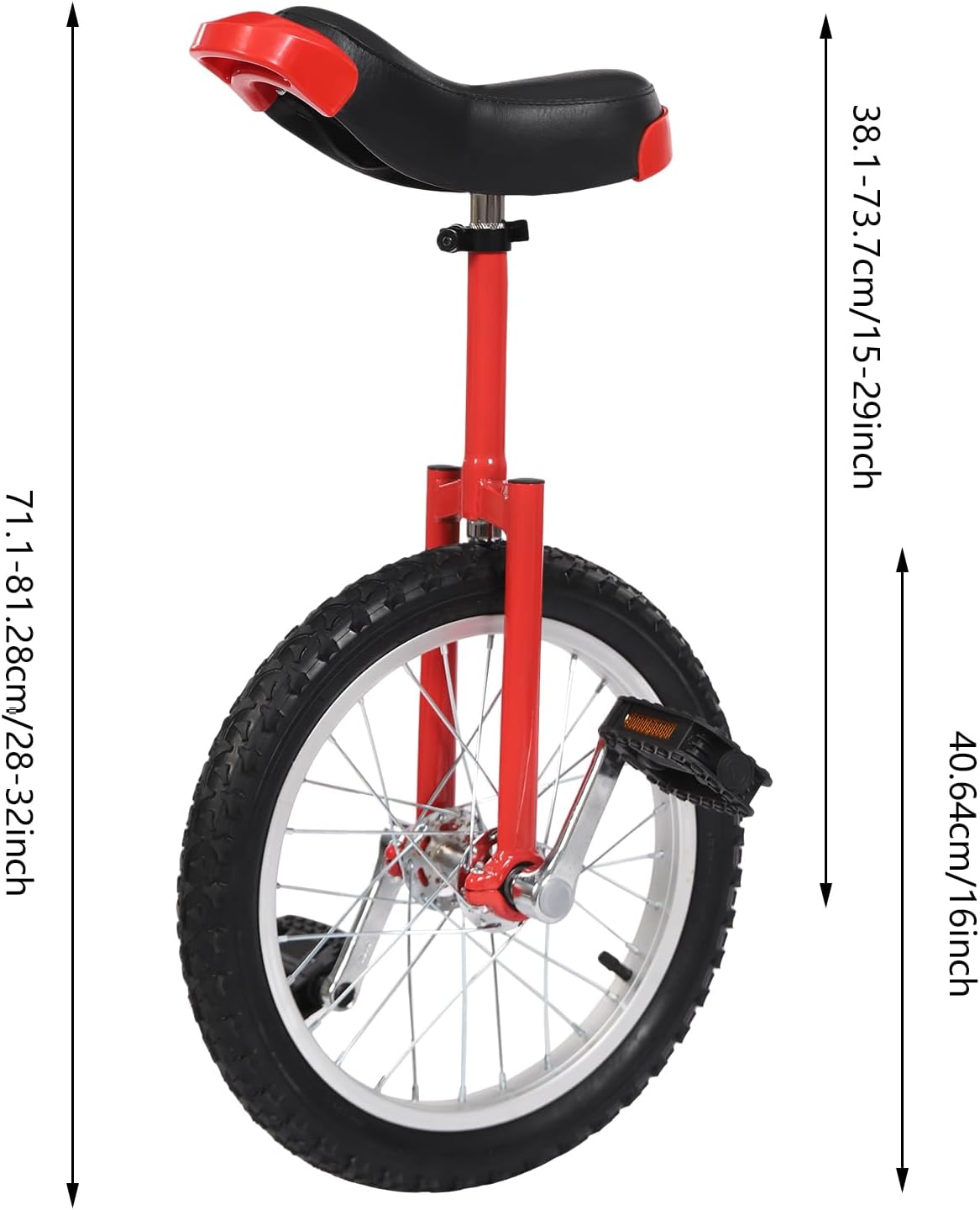 Outdoor Wheel Unicycle, 16-inch One Wheel Bike with Adjustable Seat for Exercise, Suitable for 7-60 Years Old, Outdoor Sports Fitness Exercise Unicycle, Balance Training, Talent Performance, Etc
