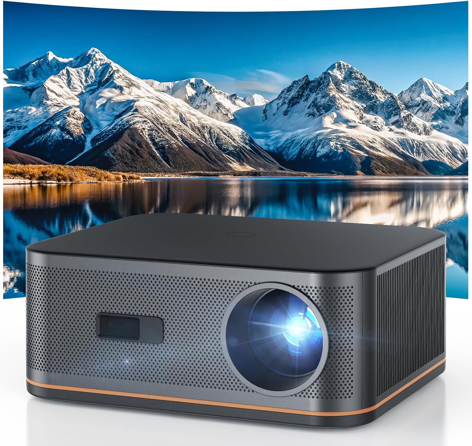 2000 ANSI 4K Decoding Projector with WiFi and Bluetooth, HAPPRUN Movie Home Theater with Auto Focus, 300'' Display for Indoor/Outdoor, Smart Projector Compatible with Phone/TV Stick/PC/PS5