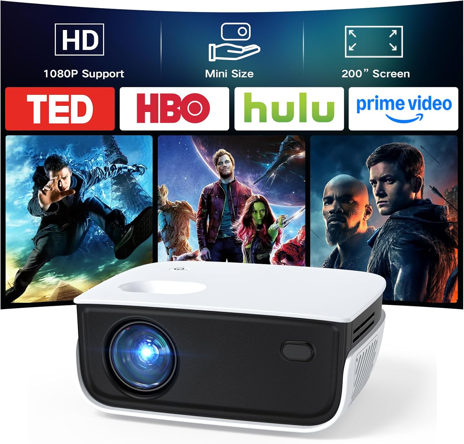 Mini Projector, NICPOW Upgraded Portable Outdoor Movie Projector, Supports 1080P and 200