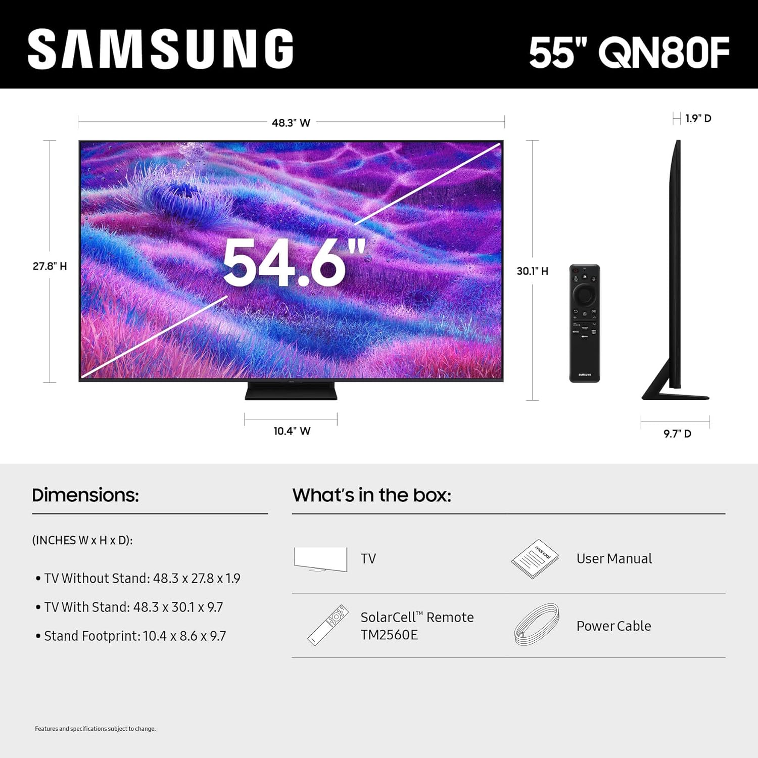 Samsung 55-Inch Class Neo QLED 4K QN80F Series, Vision AI, Mini LED Smart TV (2025 Model, 55QN80F) Neo Quantum HDR, Object Tracking Sound Lite with Dolby Atmos, NQ4 Gen2 Processor, Alexa Built-in