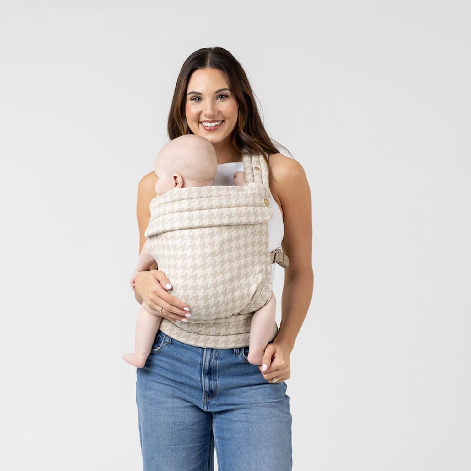 Mabē Monarch Ergonomic Baby Carrier – Premium Cotton Soft Structured Newborn to Toddler Carrier with Hip-Healthy Design, 3 Carry Positions (7-35lbs), Lightweight & Breathable, (Houndstooth)