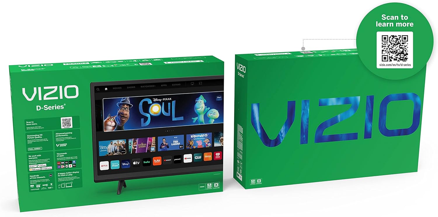VIZIO 24-inch D-Series Full HD 1080p Smart TV with Apple AirPlay and Chromecast Built-in, Alexa Compatibility, D24f-J09, 2022 Model