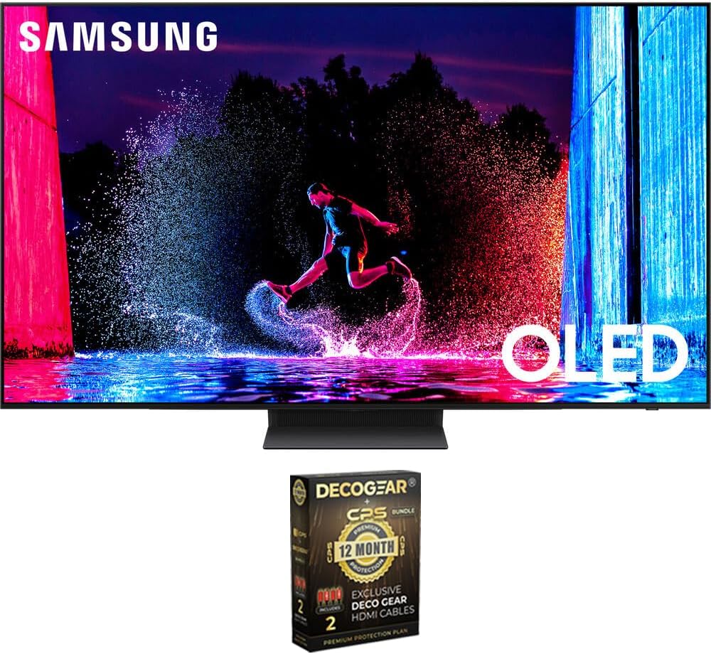 Samsung QN65S90DAFXZA 65 Inch OLED 4K Smart TV 2024 Bundle with Movies Streaming and Deco Gear 2X 4K HDMI 2.0 Cable & CPS Exclusive 12 Month Protection Pack Bundle (BEACH-CPS-262000)