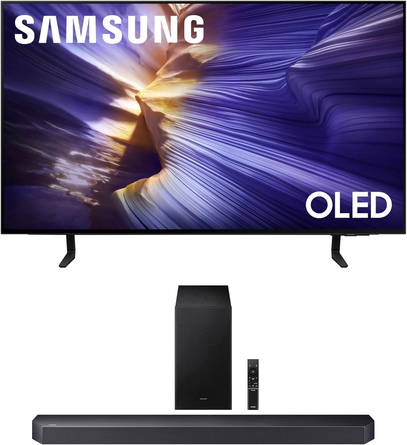 Samsung QN65S90FAFXZA 65 Inch 4K OLED Smart TV with a HW-Q990F Q Series Soundbar 11.1.4 Ch Subwoofer with Rear Speakers (2025)