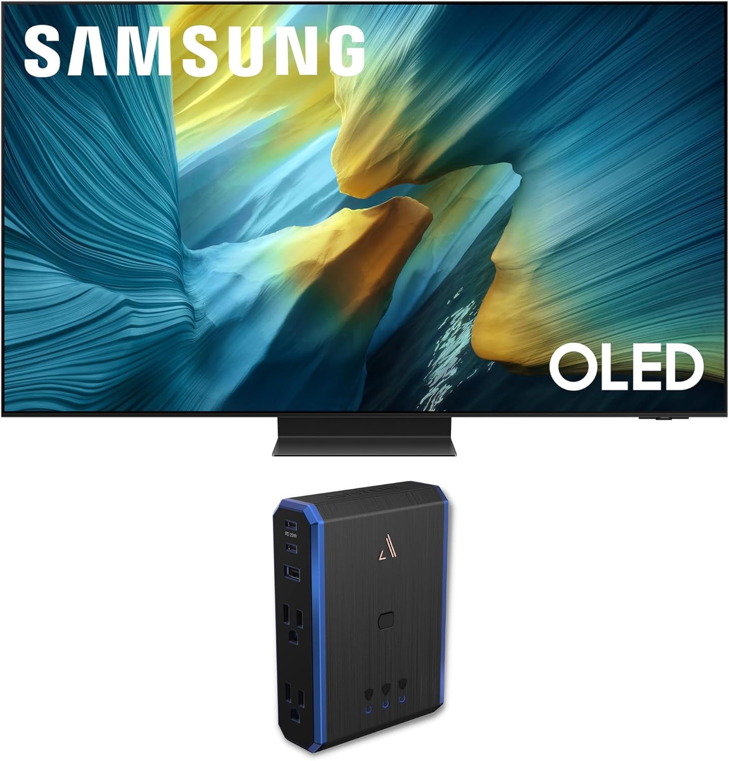 Samsung 65-Inch Class OLED S95F 4K Glare Free Smart TV NQ4 AI Gen3 Processor, OLED HDR Pro, Motion Xcelerator 164Hz, Dolby Atmos Bundle with an Austere 5S-PS4-US1 4-Outlet Power (2025)
