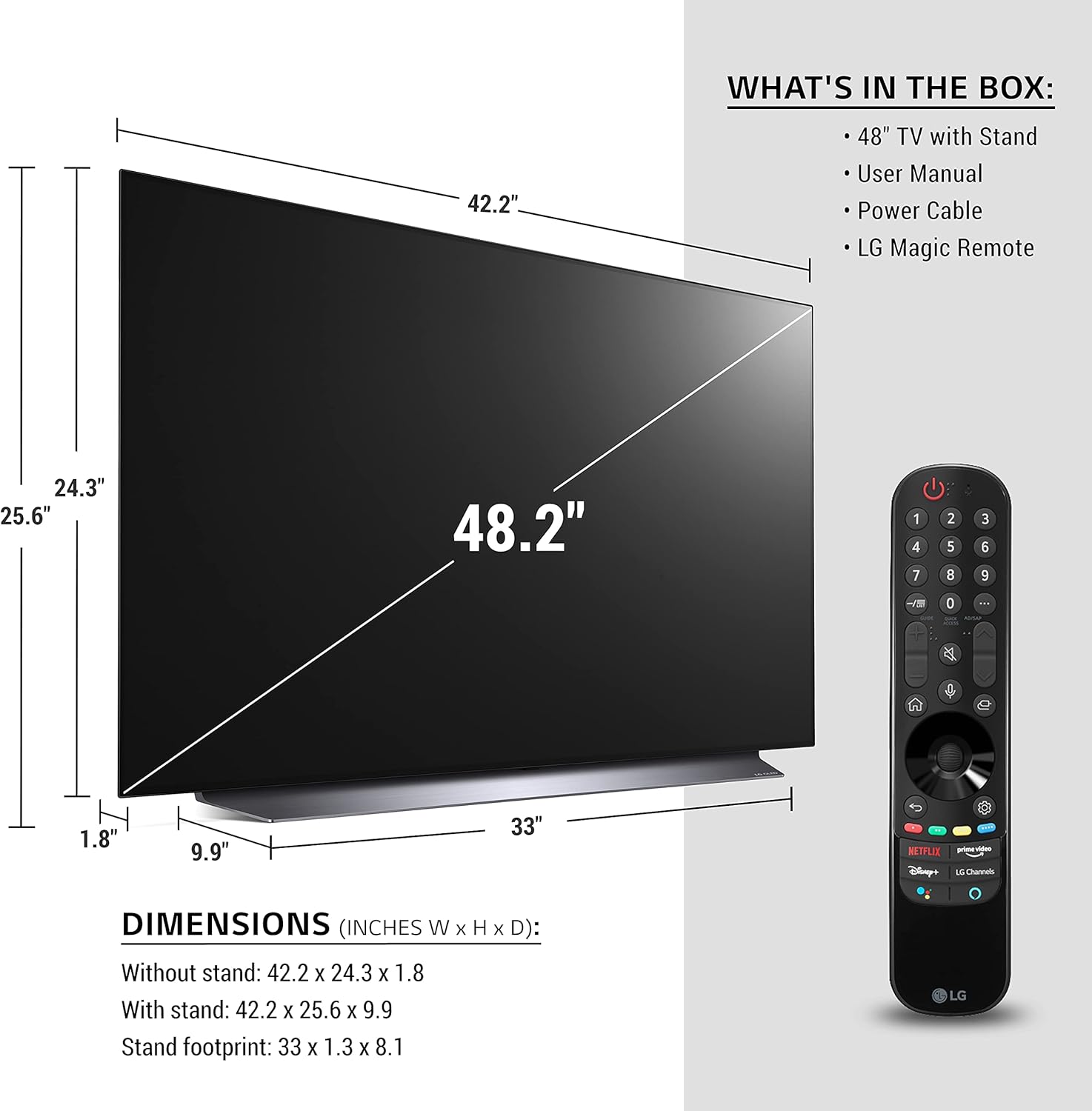 LG OLED C1 Series 48” Alexa Built-in 4k Smart TV (3840 x 2160), 120Hz Refresh Rate, AI-Powered 4K, Dolby Cinema, WiSA Ready, Gaming Mode (OLED48C1PUB, 2021)