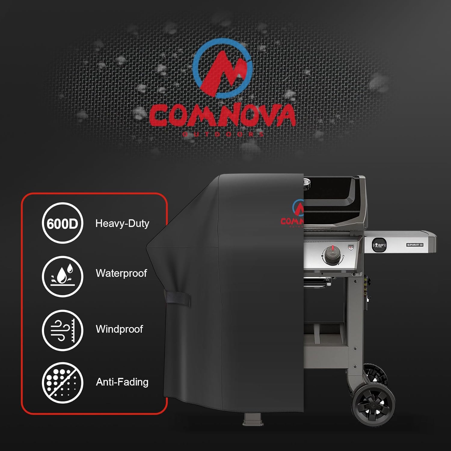 BBQ Gas Grill Cover, 48 Inch for Weber Spirit 2, Waterproof Weather Resistant, UV & Fade Resistant, PU Coating for Weber Spirit II 200 Series, Spirit 200, Spirit II E210 Gas Grill