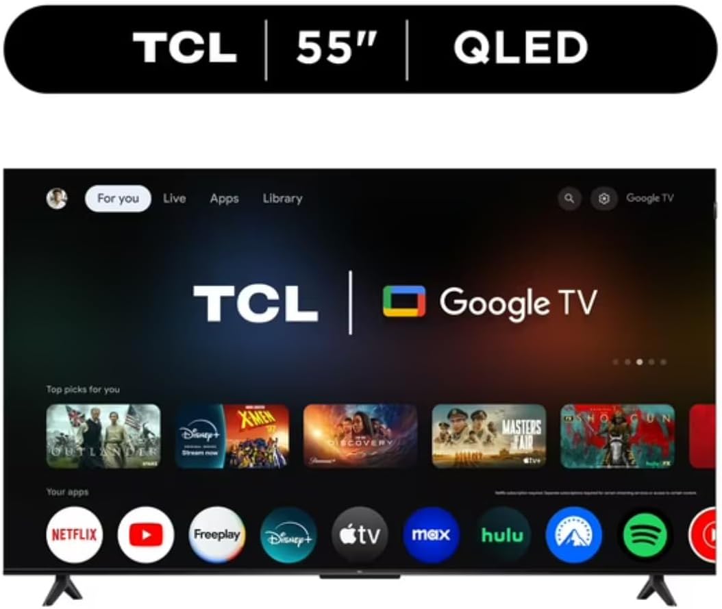 TCL Smart TV 55 inch 2025 55Q5K Google TV QLED 4K Google Assistant| Hands-Free Voice Control| Alexa| VisionHDR10+| AiPQ| Micro Dimming| NITS350| 60 Hz Panel (Renewed)