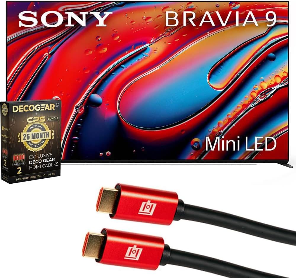 2024 Sonys BRAVIA 9 K85XR90 85 Inch 4K HDR Smart QLED Mini-LED TV| Official USA Partner| with Deco Gear 4K HDMI 2.0 Cable x2 & CPS Exclusive 26 Month Protection Bundle (BEACH-CPS-265000)