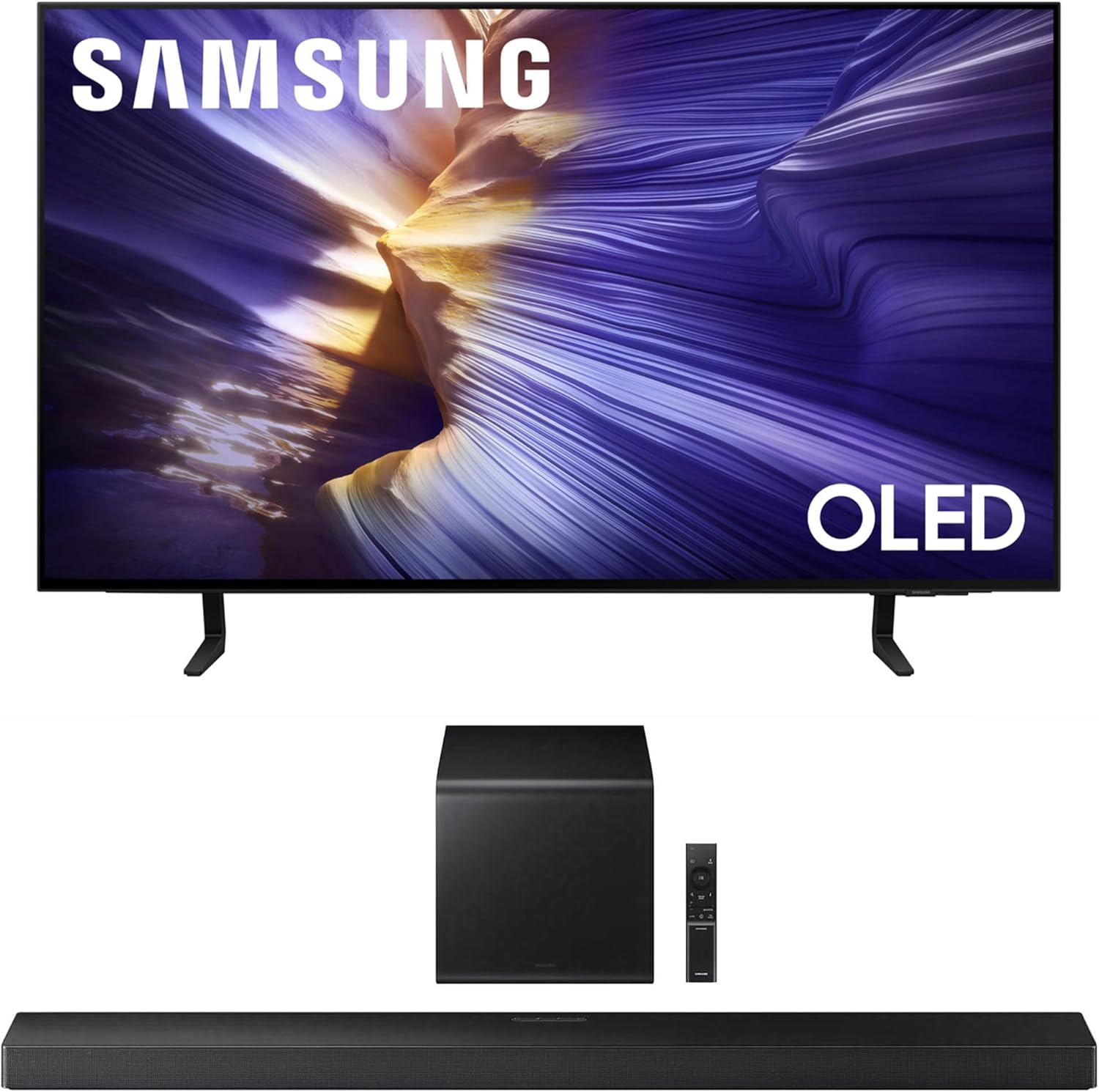 Samsung QN65S90FAFXZA 65 Inch 4K OLED Smart TV with a HW-Q990F Q Series Soundbar 11.1.4 Ch Subwoofer with Rear Speakers (2025)