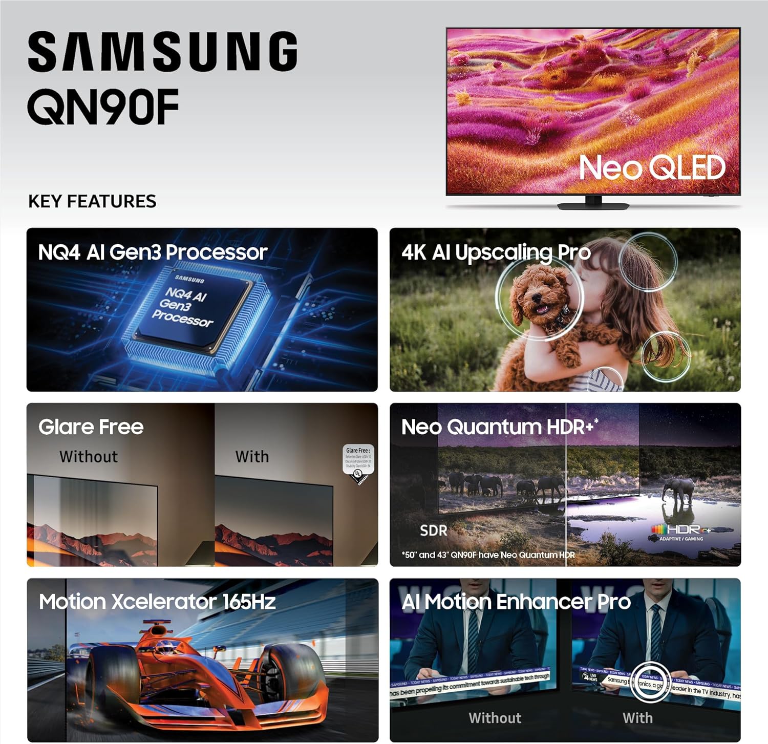 Samsung 85-Inch Class Neo QLED 4K QN90F Series, Vision AI, Mini LED Smart TV (2025 Model, 85QN90F) Neo Quantum HDR+, Object Tracking Sound+ with Dolby Atmos, Glare Free, Gaming Hub, Alexa Built-in