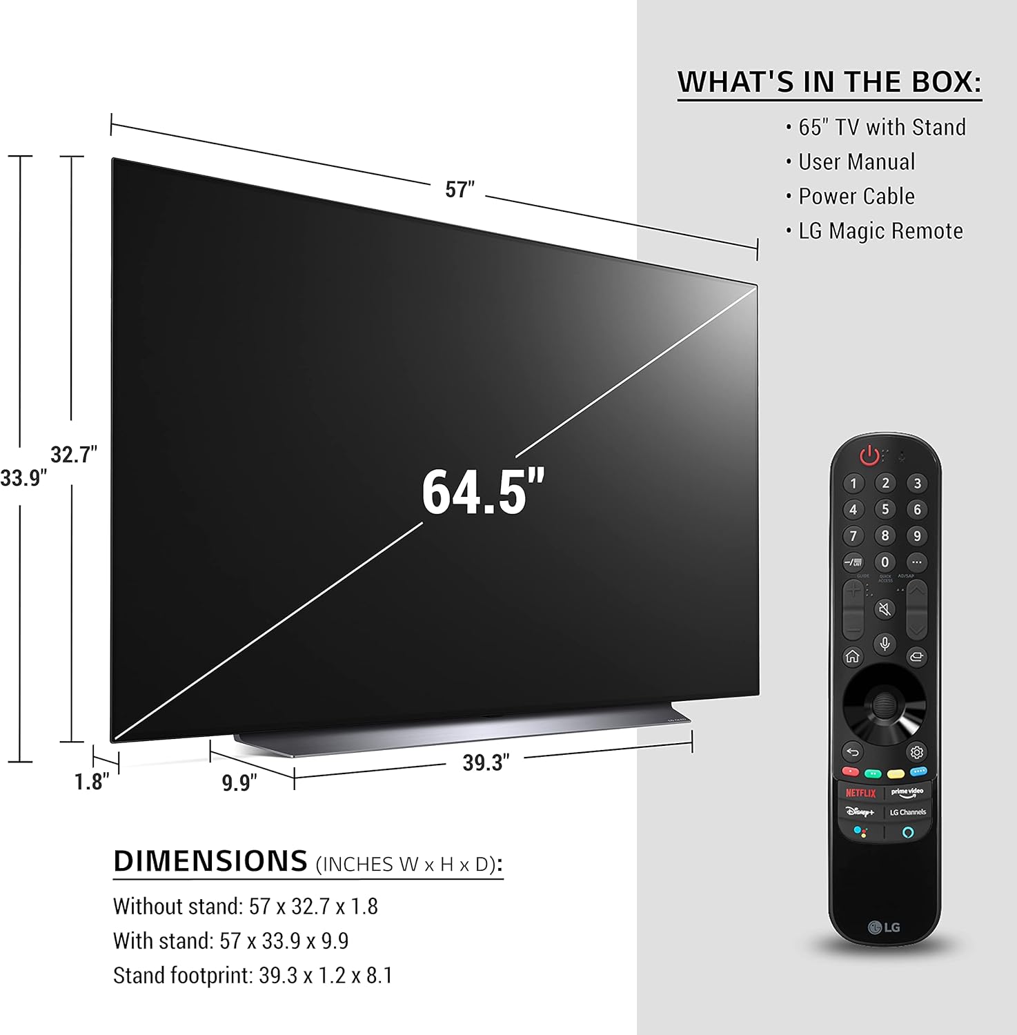 LG C1 Series 65-Inch Class OLED Smart TV OLED65C1PUB, 2021 - 4K TV, Alexa Built-in