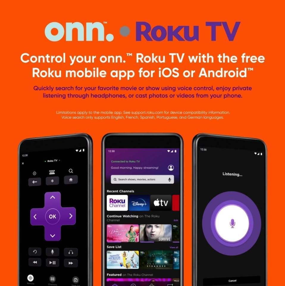 ONN 32-inch Roku Smart TV LED + Free Wall Mount with Wi-Fi Connectivity and Mobile App| Flat Screen TV Compatible with Apple Home Kit| Alexa and Google Assistant (Renewed)
