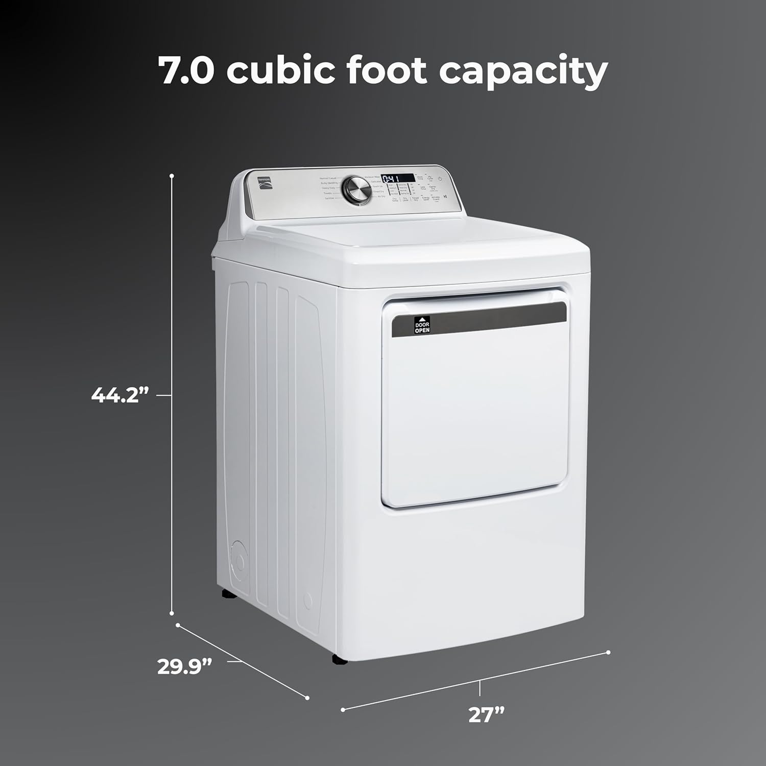 Kenmore 7.0 cuft. Front Load Electric Dryer - with Guard to Reduce Wrinkles & Static - Smart Sensor Drying - LED - White