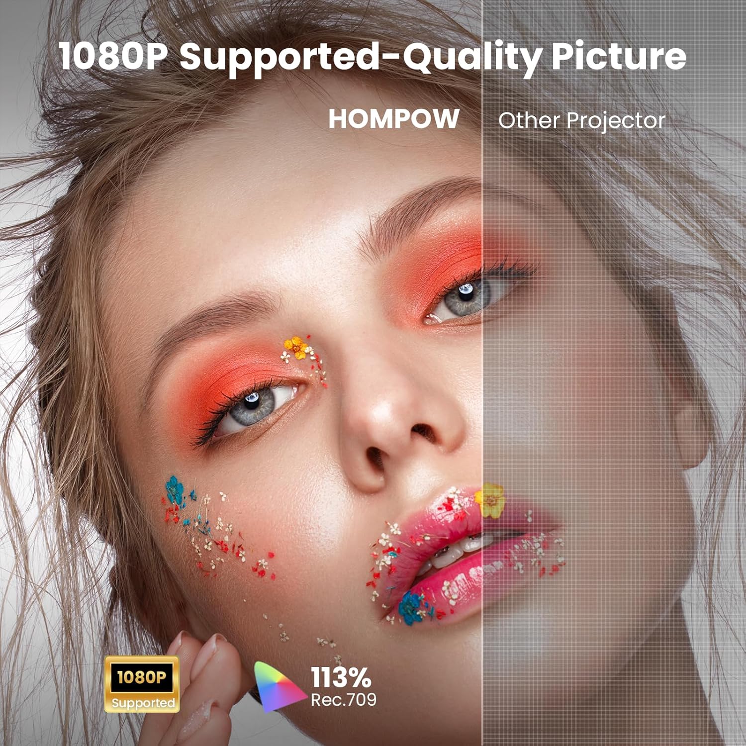 HOMPOW Mini Projector with Two-Way Bluetooth, Portable Projector for Home Theater Use, Supports 1080P for Indoor/Outdoor, Movie Projector Compatible with HDMI, USB, Laptop, TV Stick (Orange)