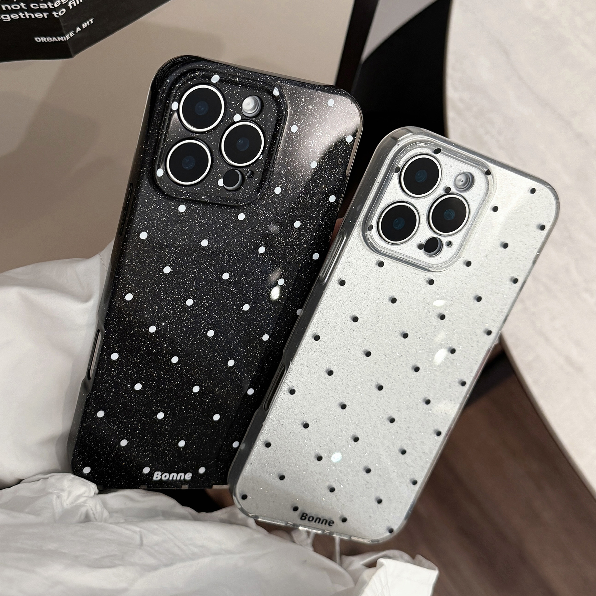 Simple wavelet dots are suitable for Apple 16promax mobile phone case iphone15 personality 17 glitter 13 advanced retro