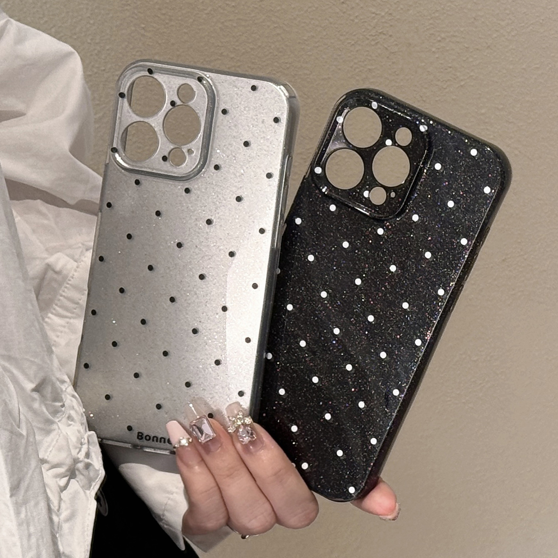 Simple wavelet dots are suitable for Apple 16promax mobile phone case iphone15 personality 17 glitter 13 advanced retro