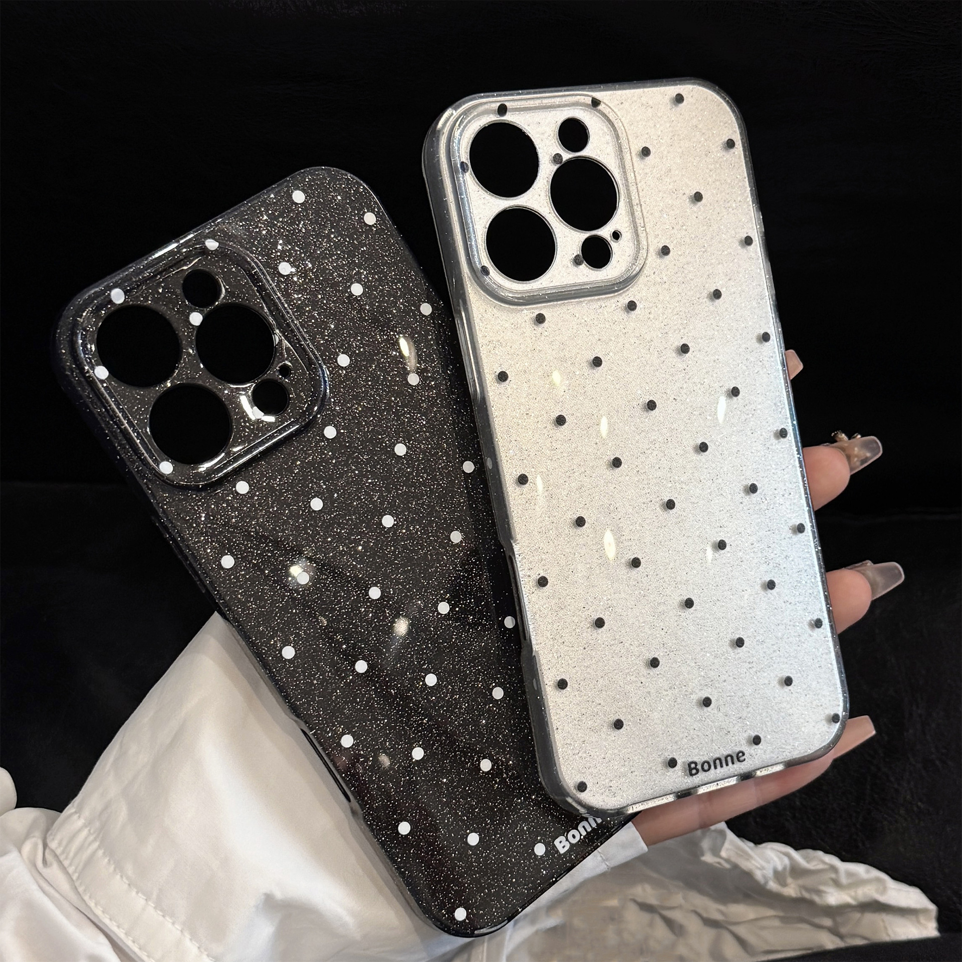 Simple wavelet dots are suitable for Apple 16promax mobile phone case iphone15 personality 17 glitter 13 advanced retro