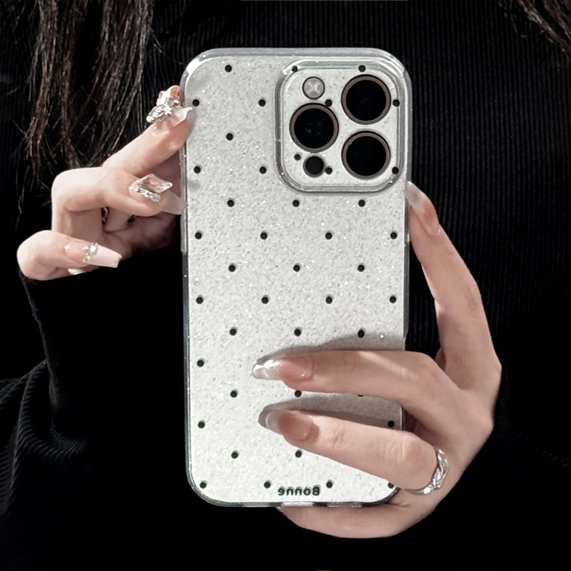 Simple wavelet dots are suitable for Apple 16promax mobile phone case iphone15 personality 17 glitter 13 advanced retro
