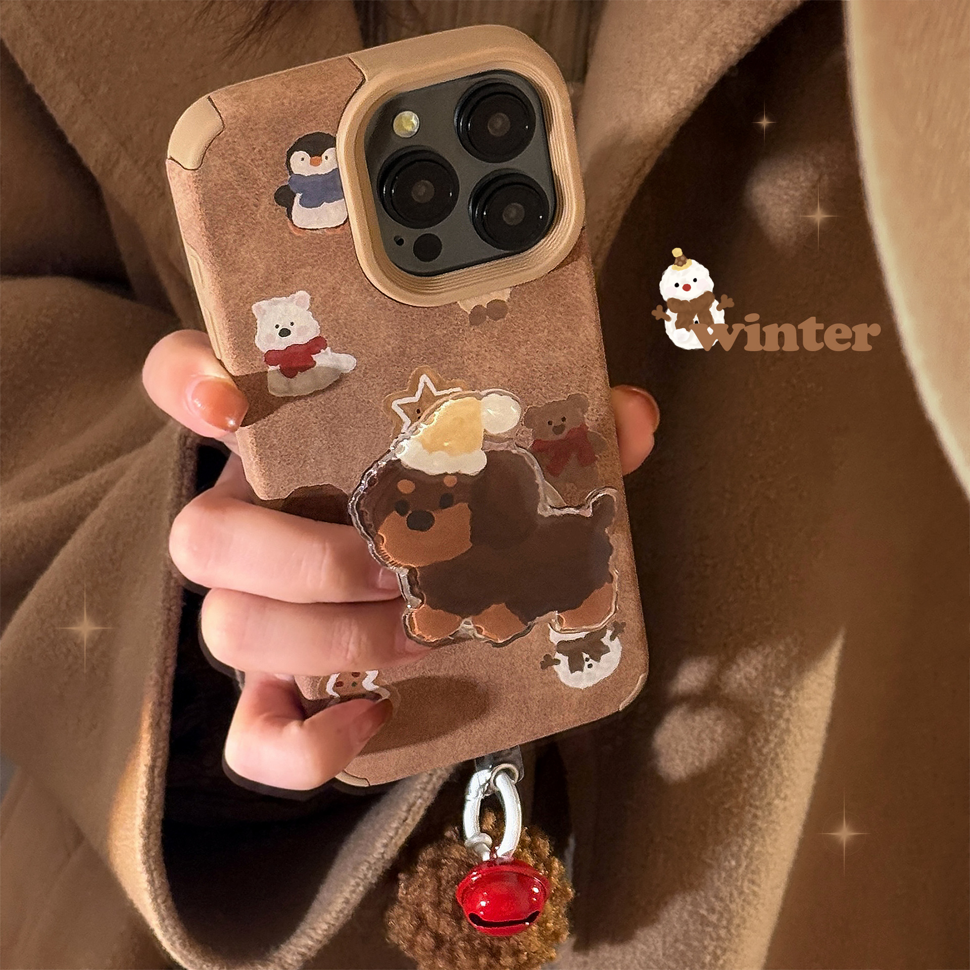 ins suede cartoon sausage suitable for iphone16 Apple mobile phone case 17pro max bracket
