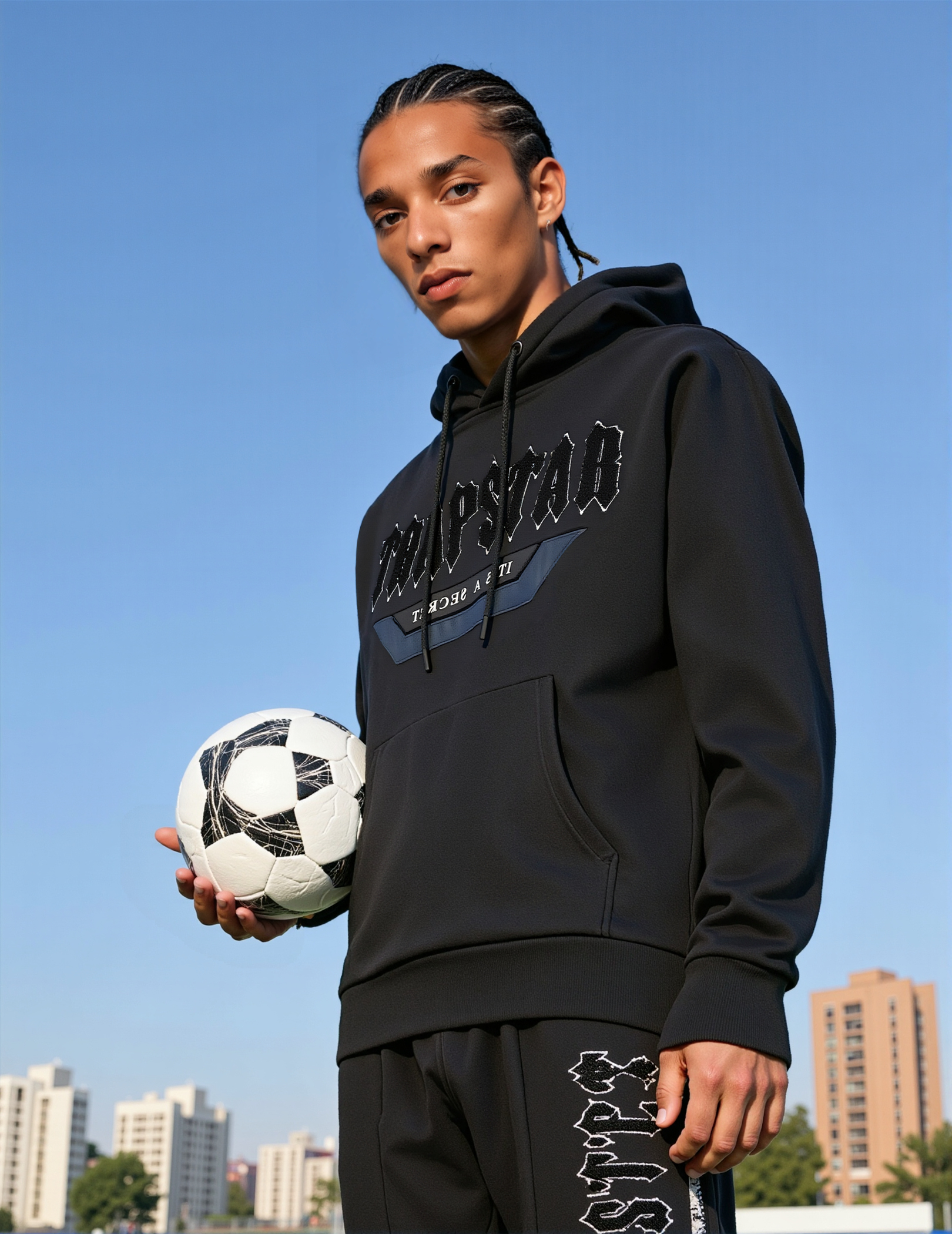 Trapstar Unisex black embroidered hoodie