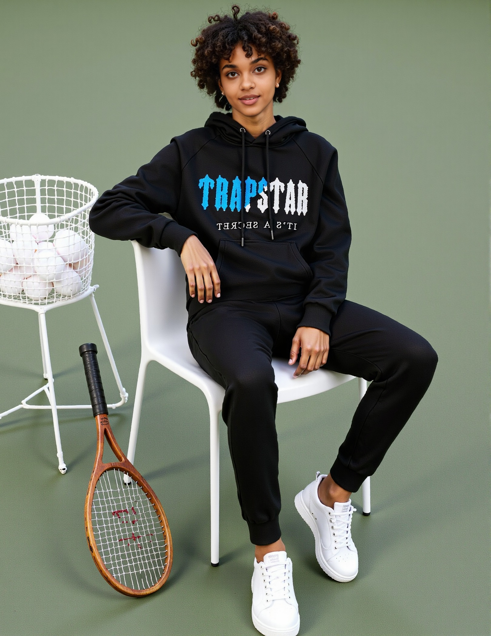 Trapstar Unisex black long-sleeved embroidered sweatshirt