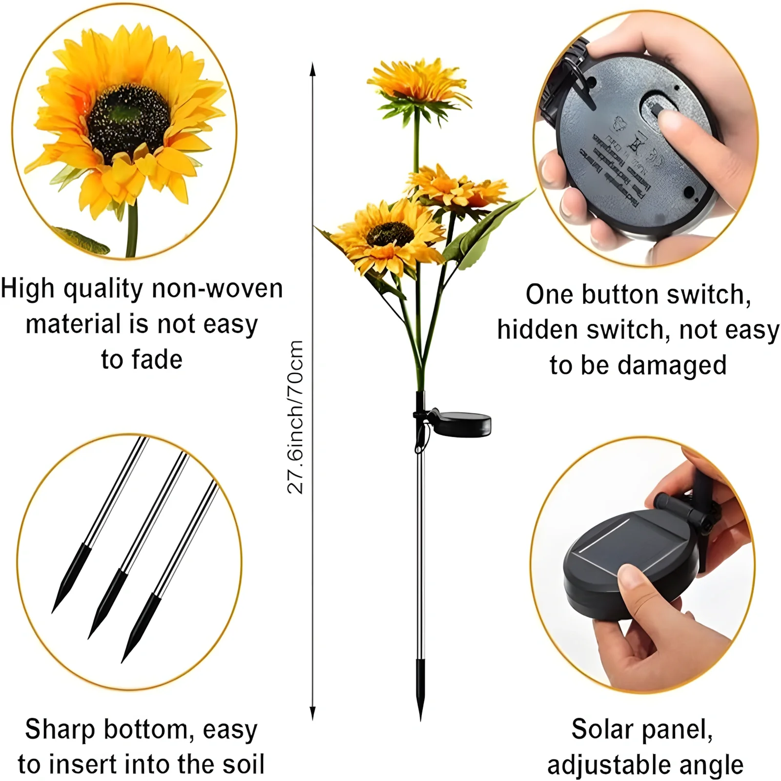 4Pack – Solar Sunflower LED Lights