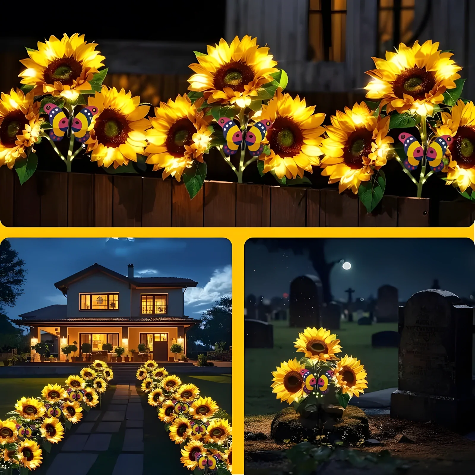 4Pack – Solar Sunflower LED Lights