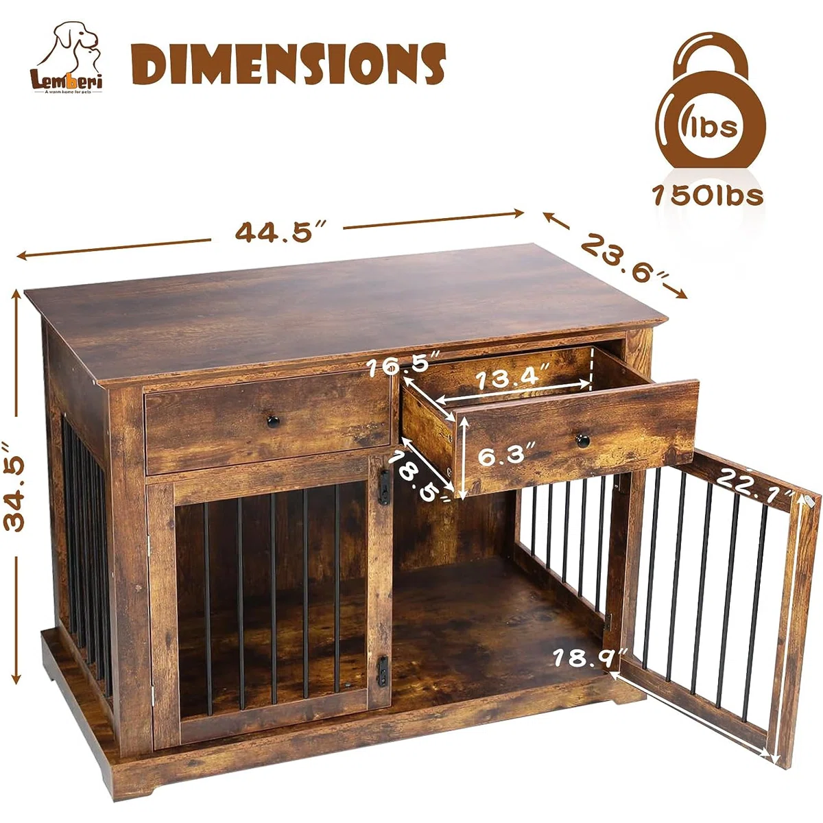 Dog Crate Furniture With Drawers