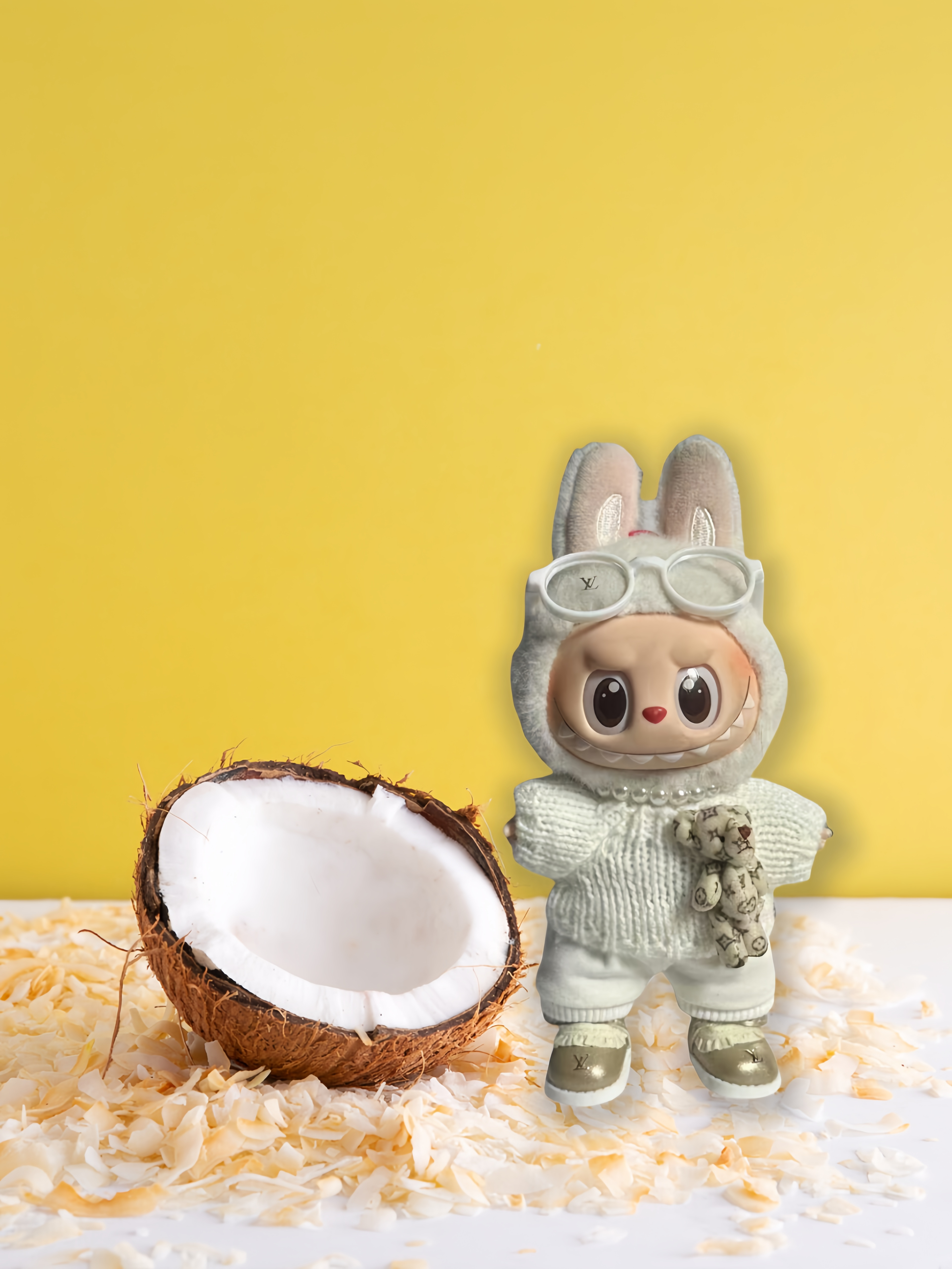 LABUBU Clothes LV White Sweater with Teddy