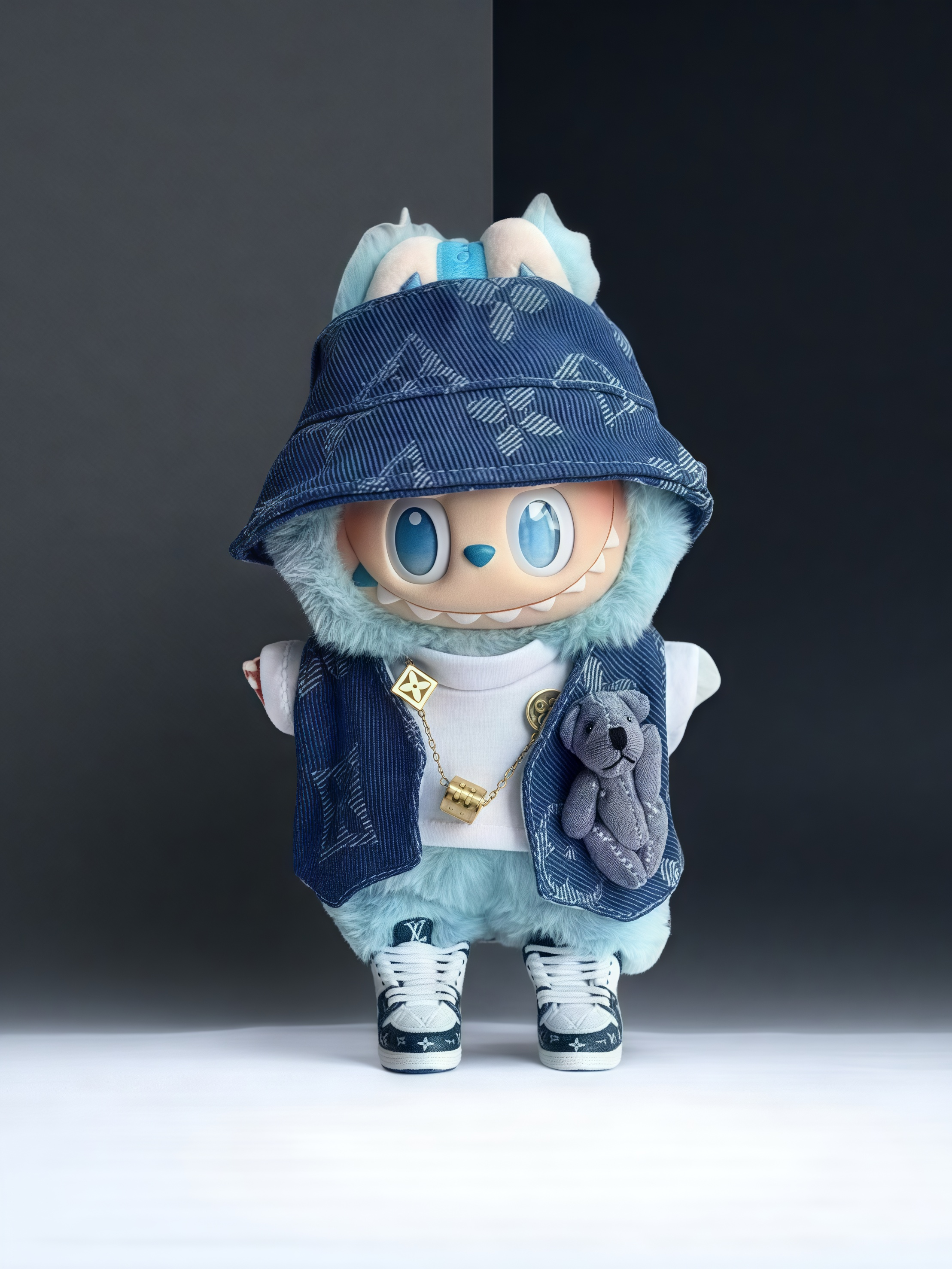 LABUBU Clothes LV Blue Denimland With Teddy Bear