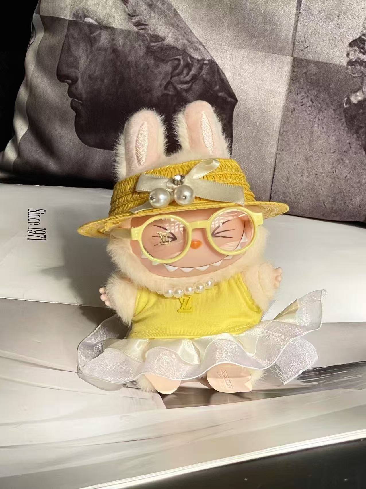 LABUBU Clothes LV Cute Yellow Skirt