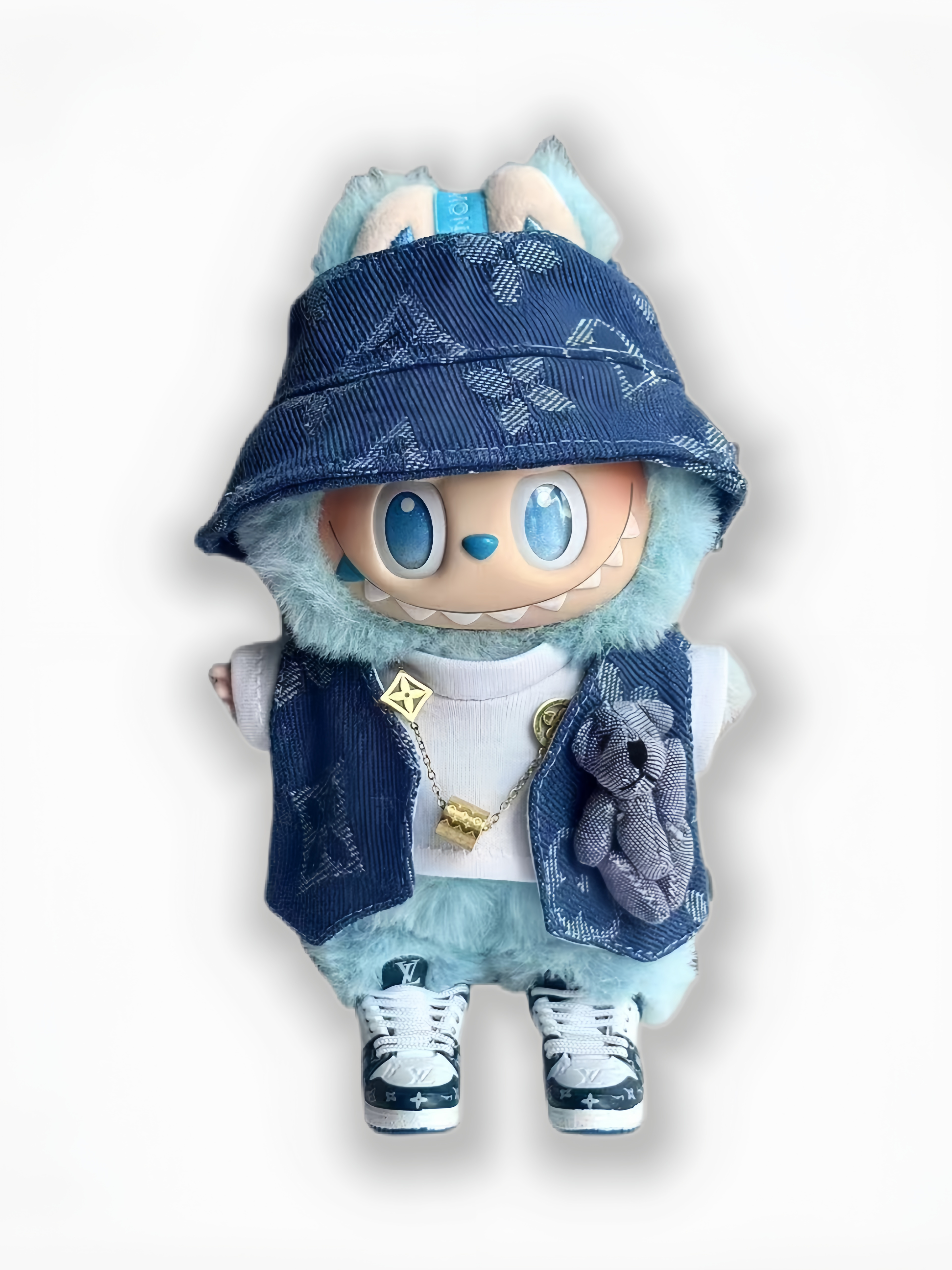 LABUBU Clothes LV Blue Denimland With Teddy Bear