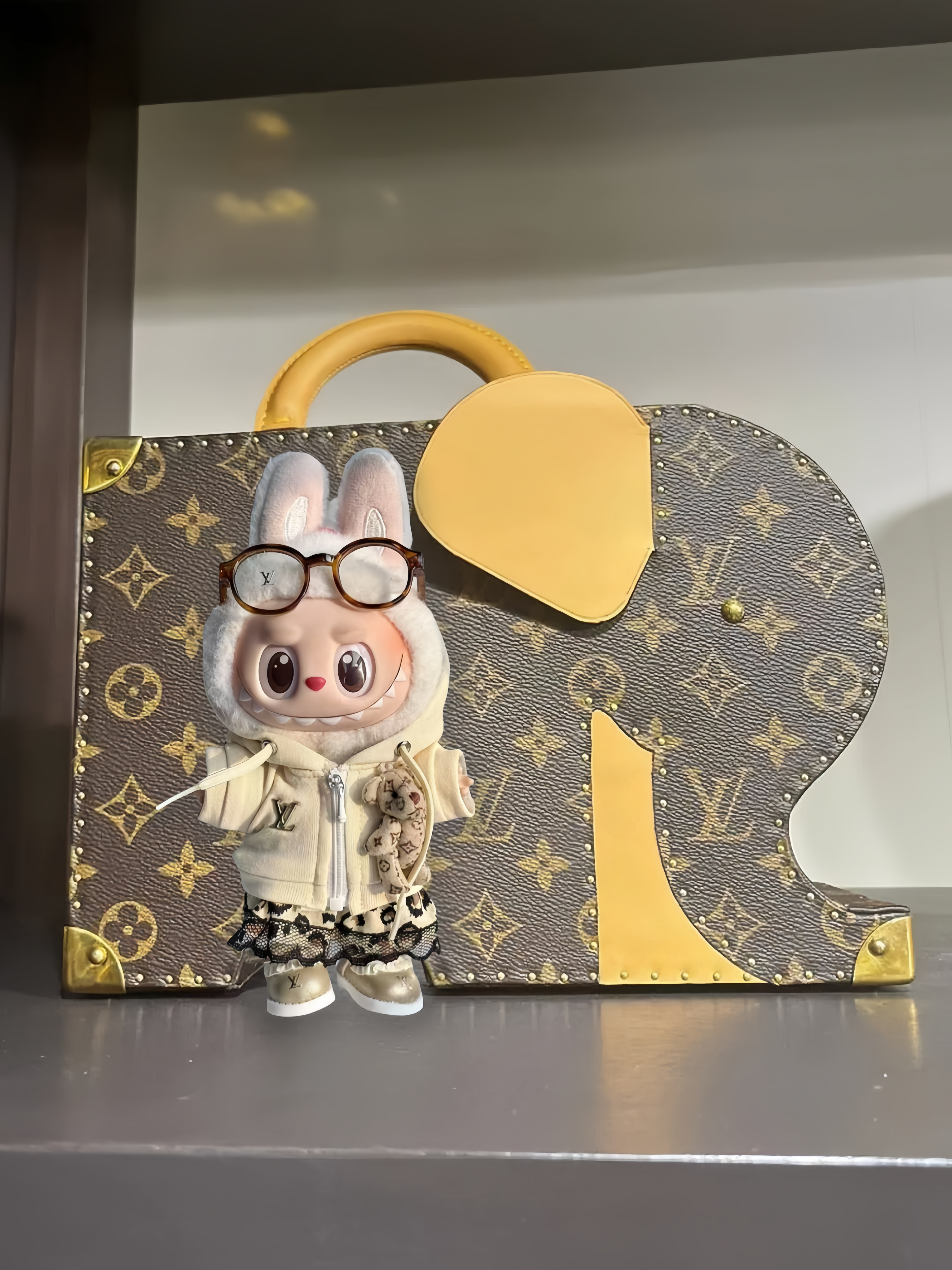 LABUBU Clothes LV Yellow Skirt with Teddy