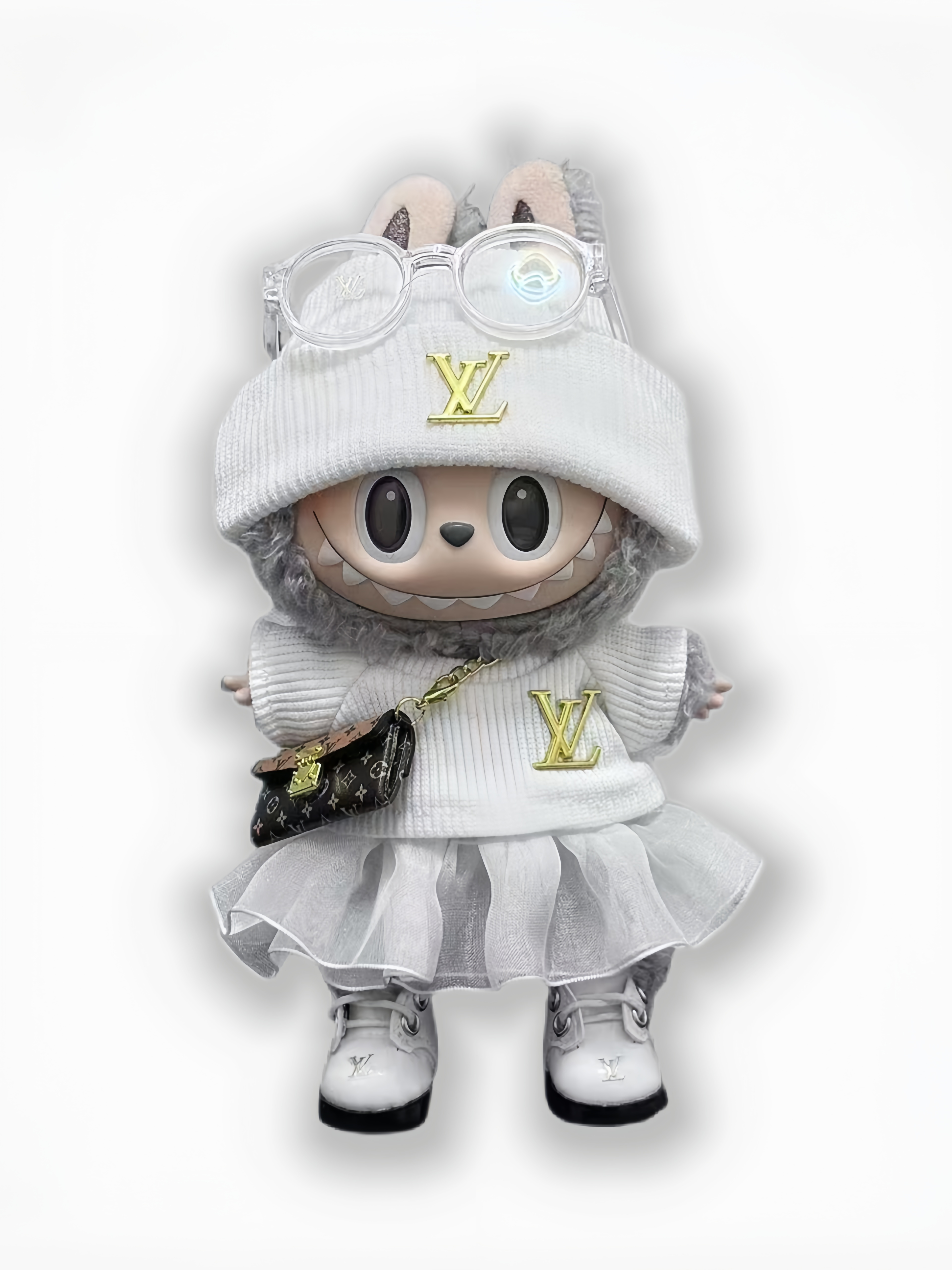 LABUBU Clothes LV White Monogram Ballet