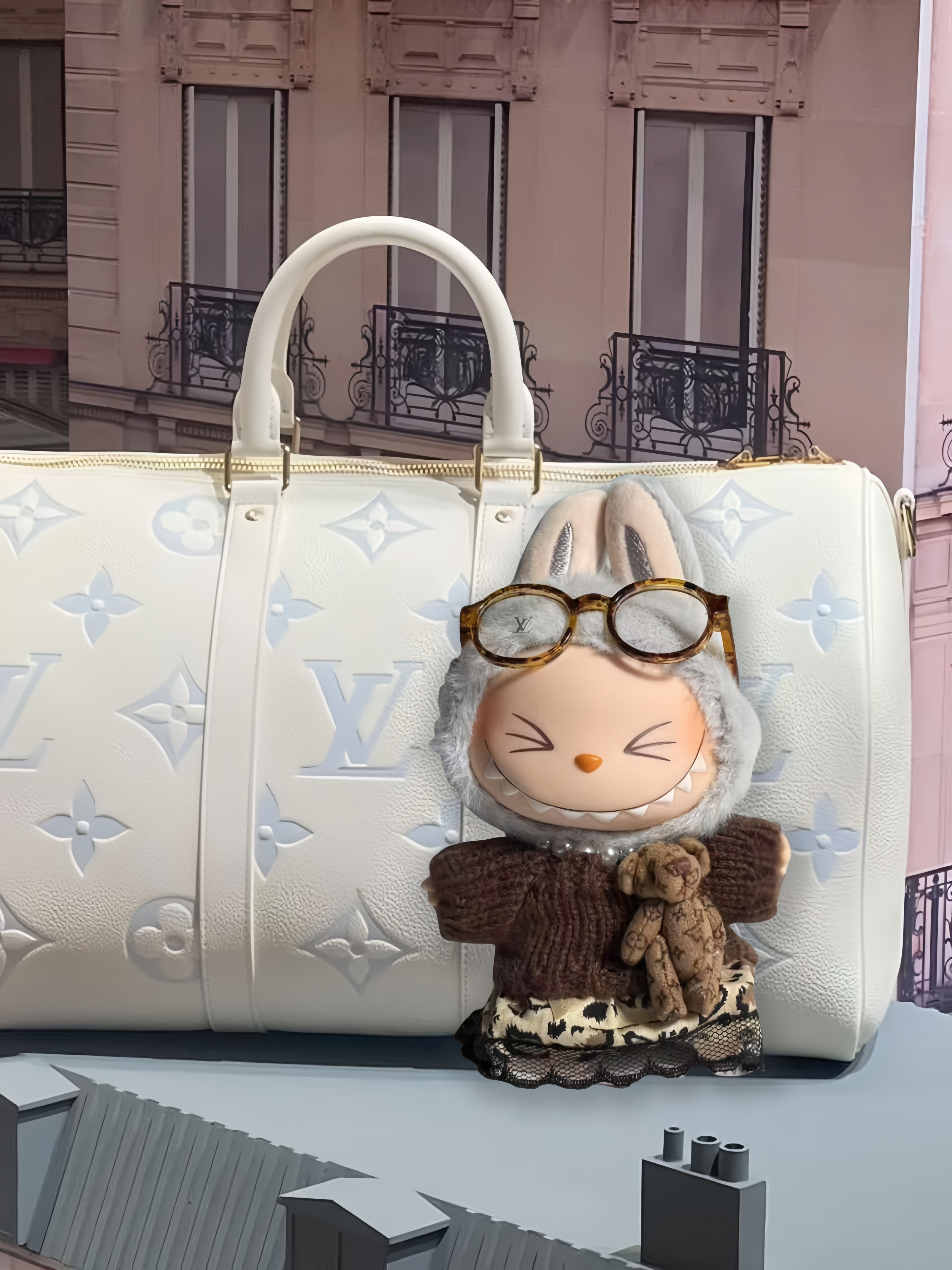 LABUBU Clothes LV Brown Sweater with Teddy