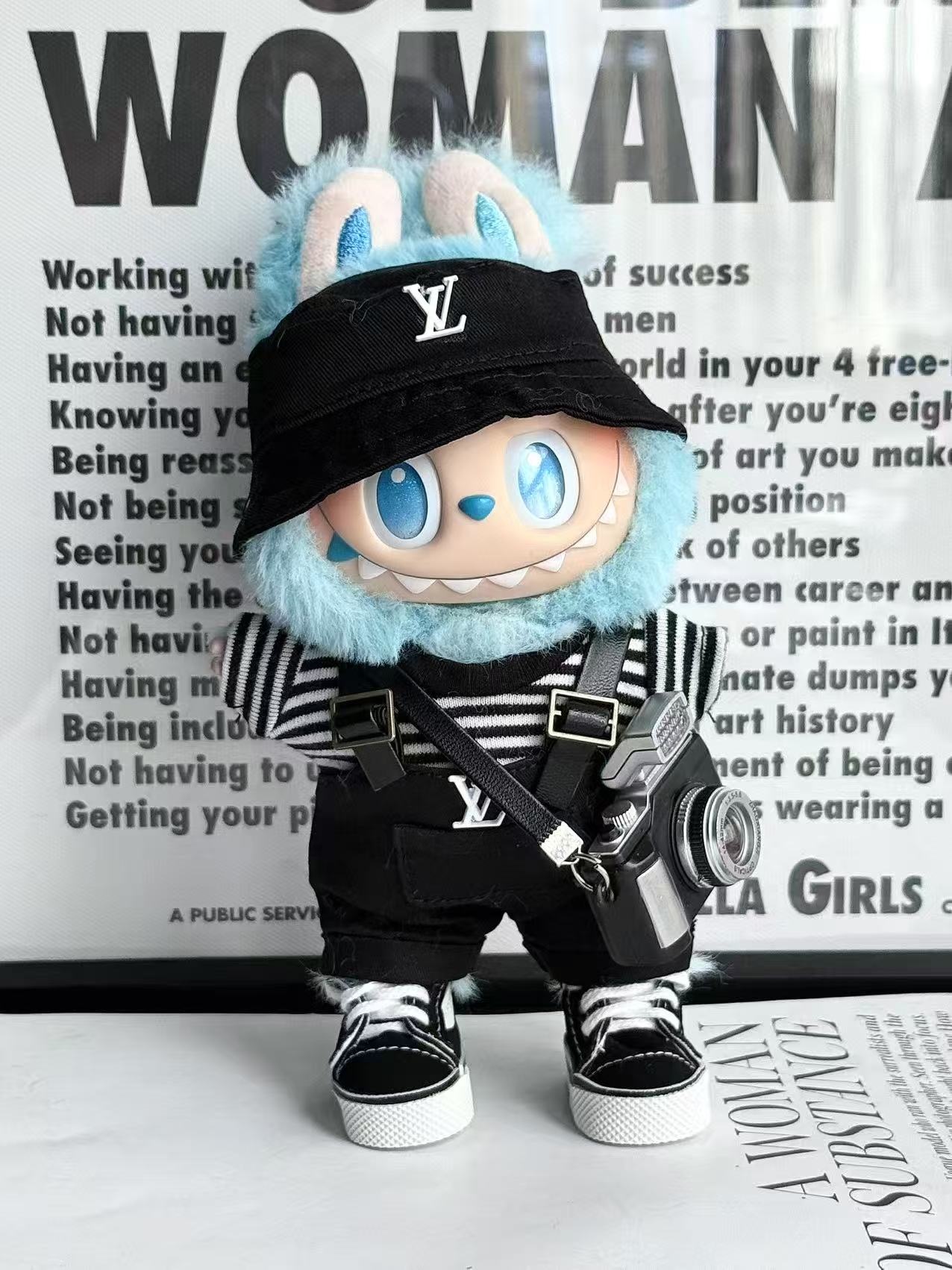LABUBU Clothes LV Black Overalls Photographer