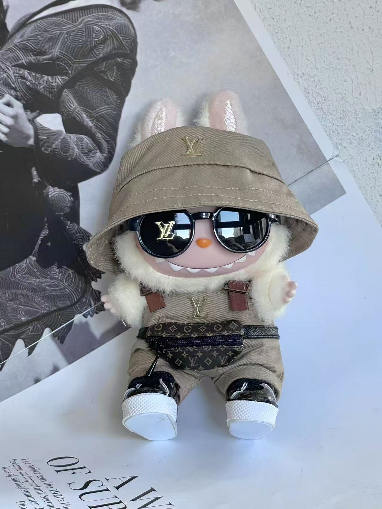 LABUBU Clothes LV Khaki Overalls