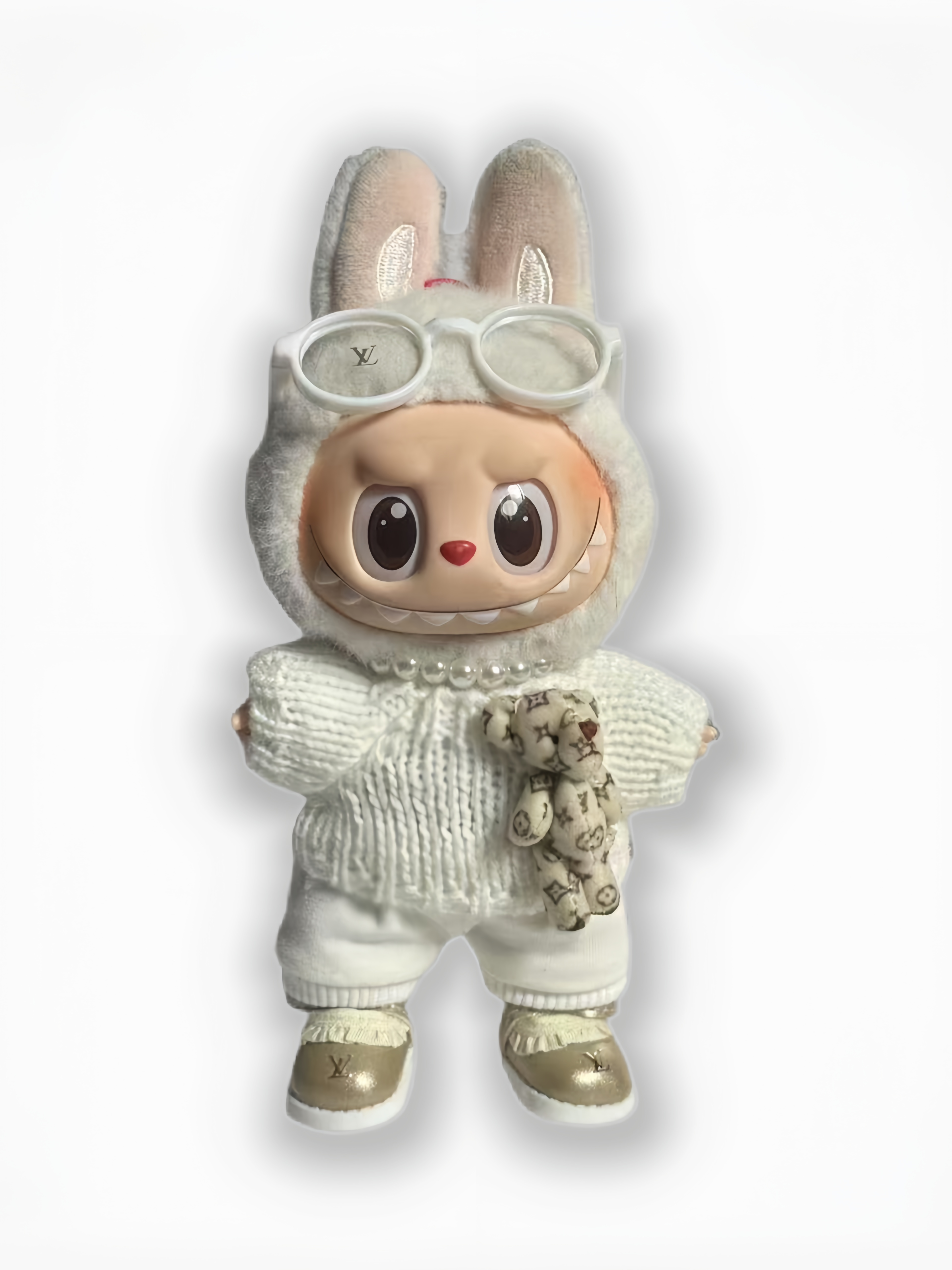 LABUBU Clothes LV White Sweater with Teddy