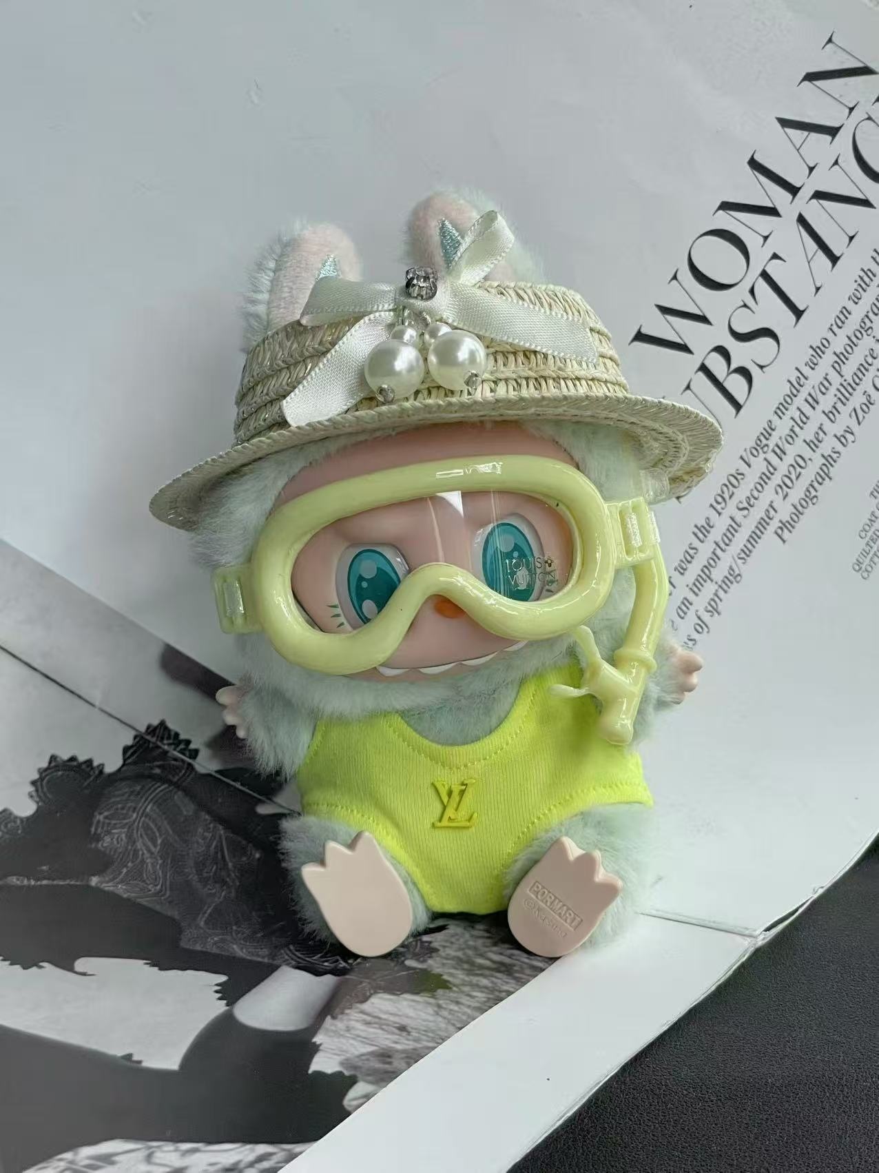 LABUBU Clothes LV Green Swimsuit